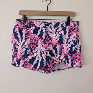 Lilly Pulitzer Navy Pink White Coral-Print Women’s Shorts excellent condition